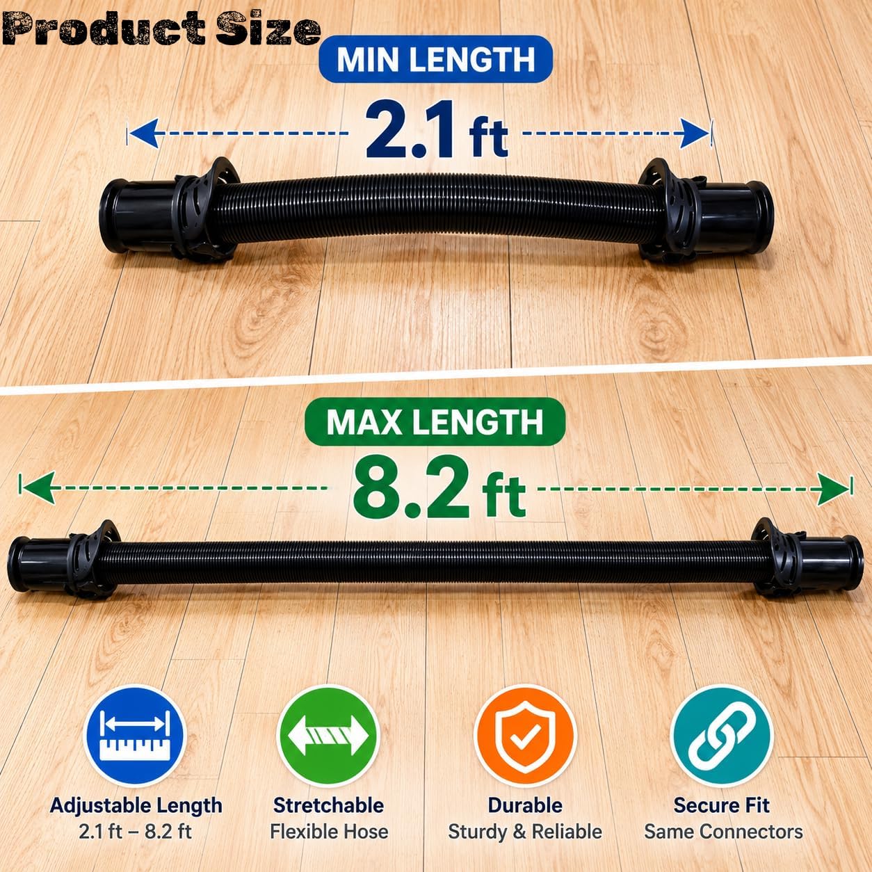 8.2 FT Vacuum Hose Replacement for Shark Lift-Away/DuoClean LA502 LA322 LA300 LA702 LA700 LA555 LA401 UV950 UV900 UV850, Restores Suction & Easy Installation Flexible Stretch Vacuum Cleaner Hose