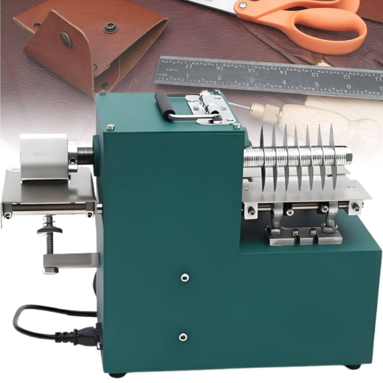 Mhwrughts Multicolor Industrial Leather Strip Cutter Machine, Electric Leather Slitting Machine, 40W Adjustable Width 2-86Mm, 90Mm Shaft For Leather, Rubber, Pvc And Flexible Material Processing