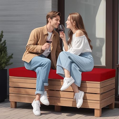 Miniatura 2 de idee-home Cojín de banco para exteriores de 45 pulgadas, cojín de banco de patio interior, cojín para silla de muebles de patio, cojín de columpio