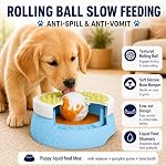 FOXMM Dog Lick Bowl Slow Feeder, Dog Enrichment Toy with Rolling Ball Bowl | 1Cup/8 FL OZ Non-Spill Licking Bowl for Dog,for Yogurt,Bone Broth & Wet Food Suitable for Puppy,Medium and Large Dog Lick Toy