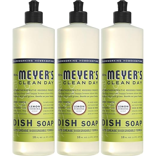 Mrs. Meyer's Liquid Dish Soap, Biodegradable Formula, Lemon Verbena, 16 fl. oz - Pack of 3