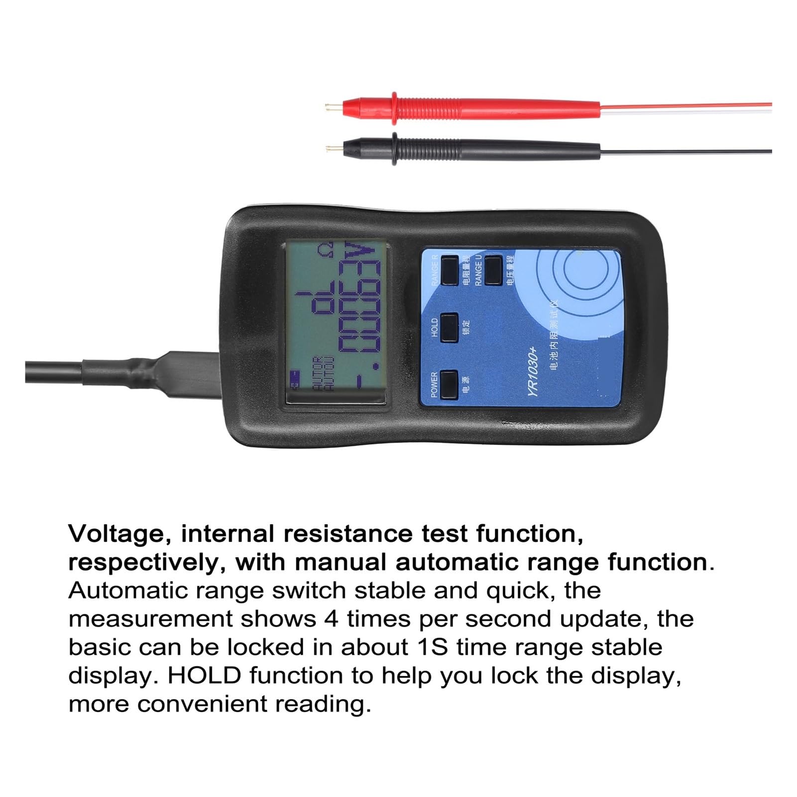 Tester per batteria auto, 4 fili YR1035 + / YR1030 + Batteria al litio veloce ad alta precisione Strumento di prova resistenza interna Gruppo veicoli elettrici(YR1030 PLUS)