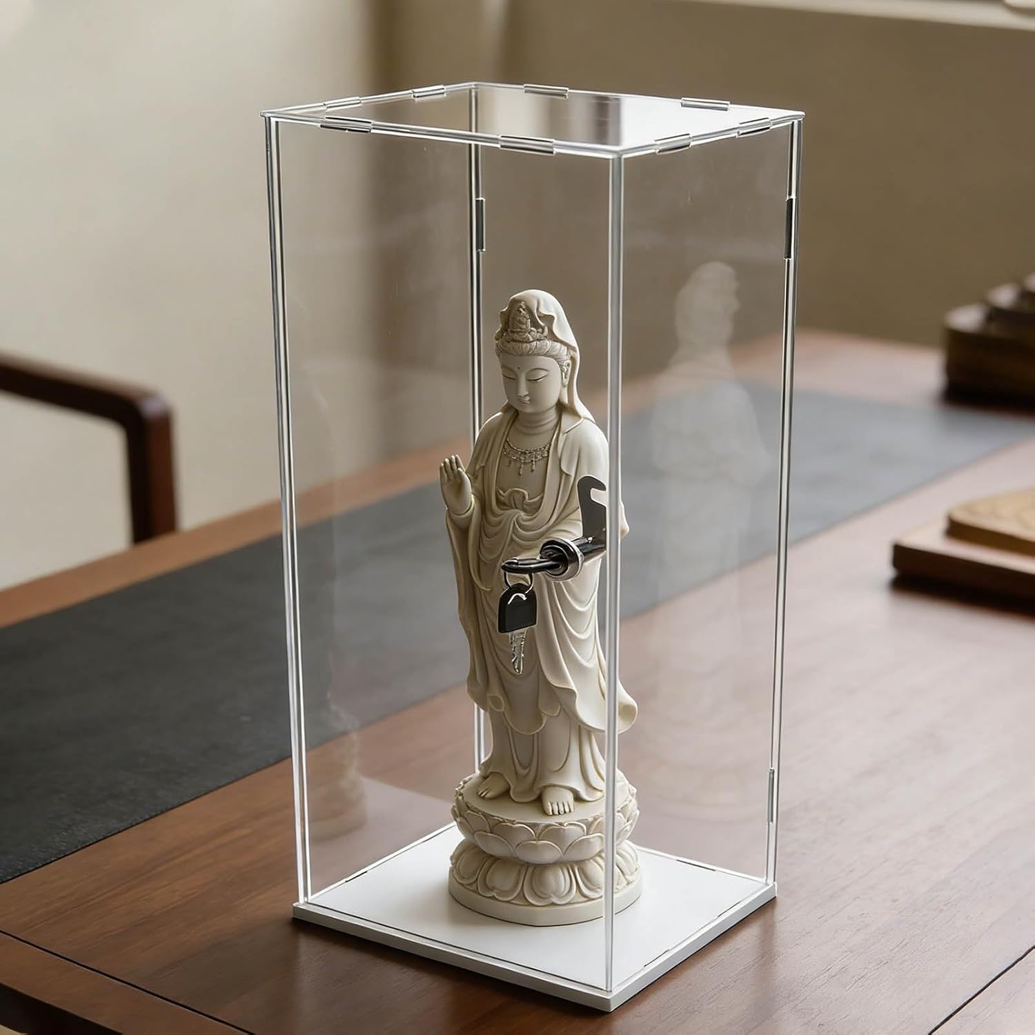 High Acrylic Display Box with Lock - Clear Dust Cover Showcase for Mini Figures, Countertop Display Case (10x10x30cm) - Perfect for Collectibles and Toys