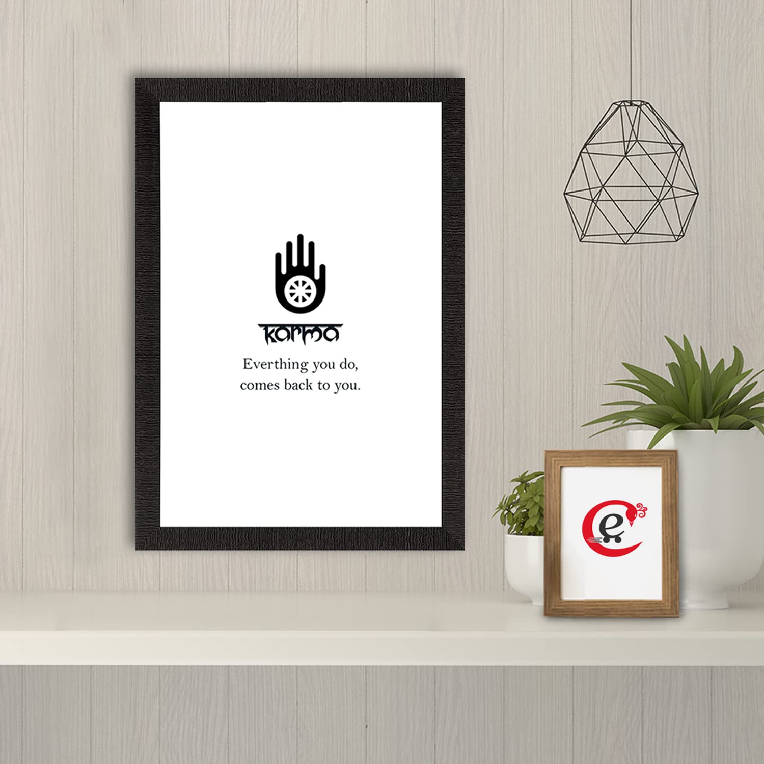 eCraftIndia "Karma" Motivational Quote Satin Matt Texture UV Art Painting