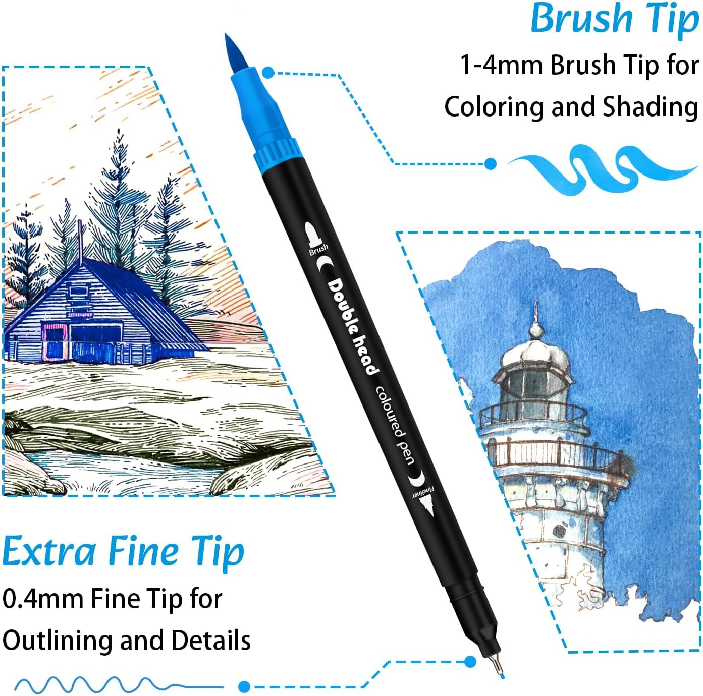 Markers for Adult Coloring Books No Bleeding, 72 Colors Dual Tip Coloring Markers for Adults, Brush&Fine Tip Art Supplies for Calligraphy, Journaling, Sketching, Christmas Gifts for Teens with Case - Image 3