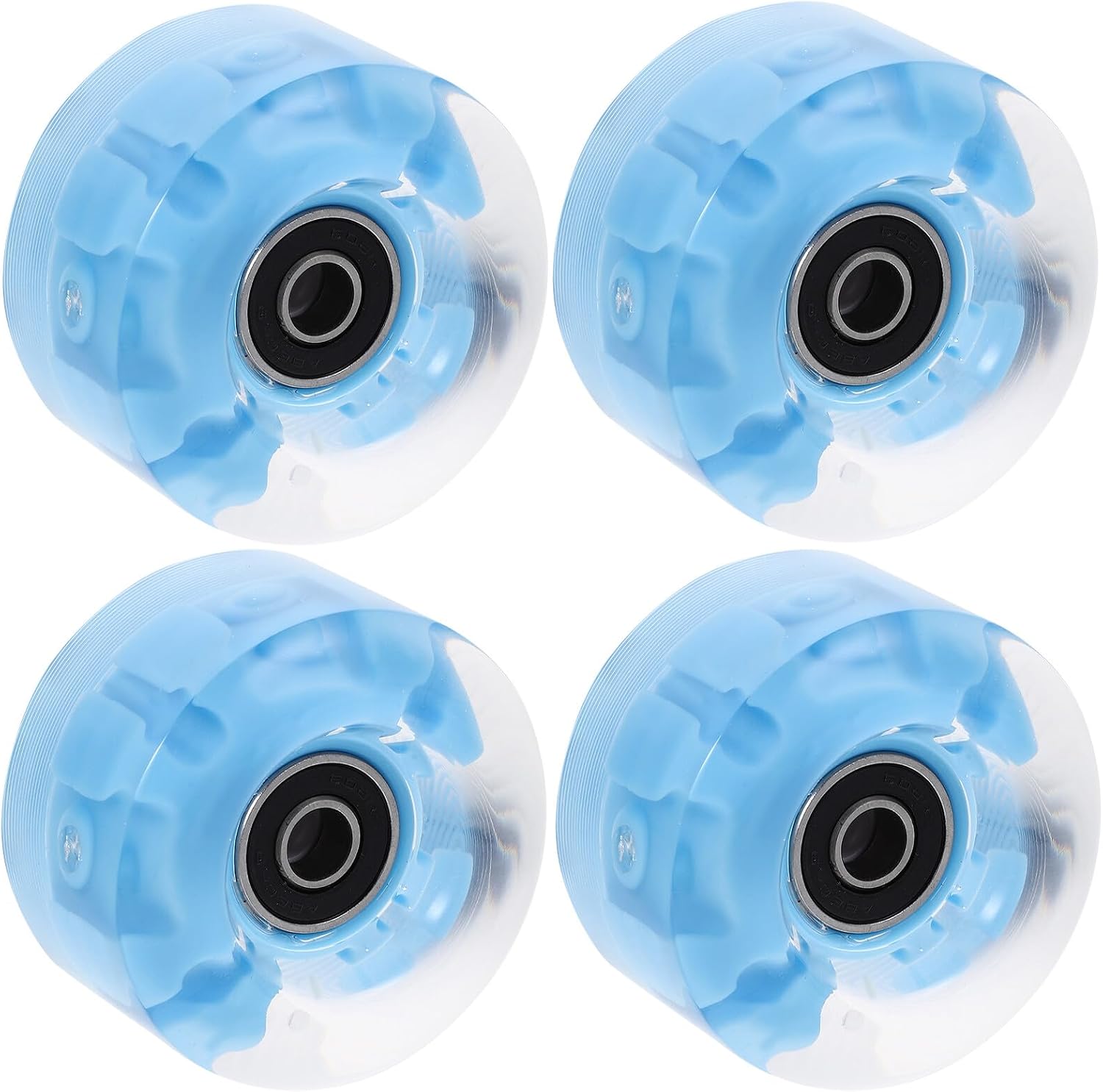 Alasum Luminous Roller Skate Wheels 4pcs Double-row Blue Light up Quad Skate Wheels for Indoor and Outdoor Skating Replacement Parts