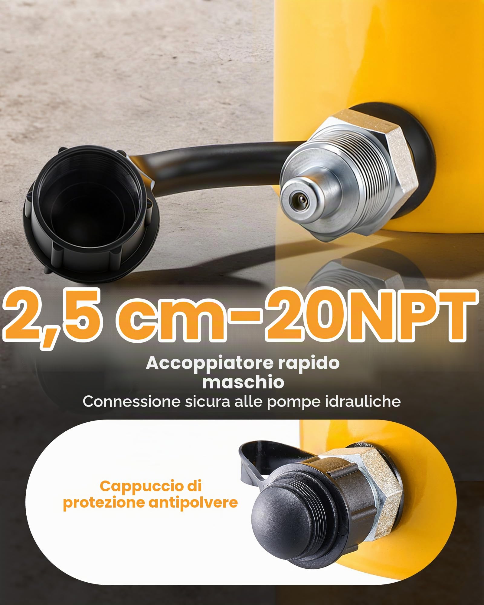VEVOR Cric a Cilindro Idraulico, Cilindro Idraulico a Ram Solido da 20 Tonnellate, Cilindri di Sollevamento Idraulici a Cric Solido Portatile con Attacco Rapido