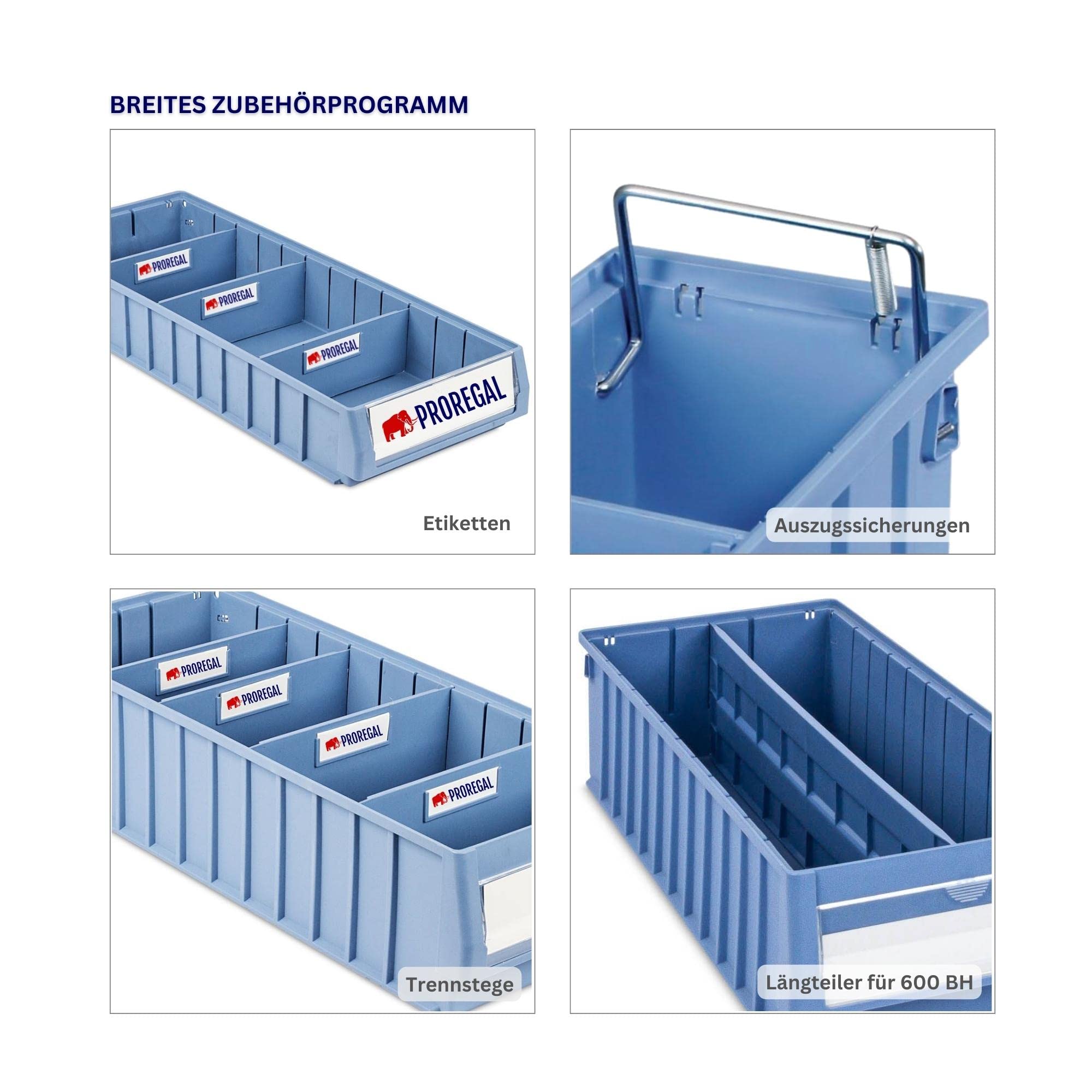 SparSet 10x Regalkasten 500 BH mit Etikett & Schutzhaube | HxBxT 14x23,4x50cm | 12,6 Liter | Sichtlagerkasten, Sortimentskasten, Sortimentsbox, Kleinteilebox