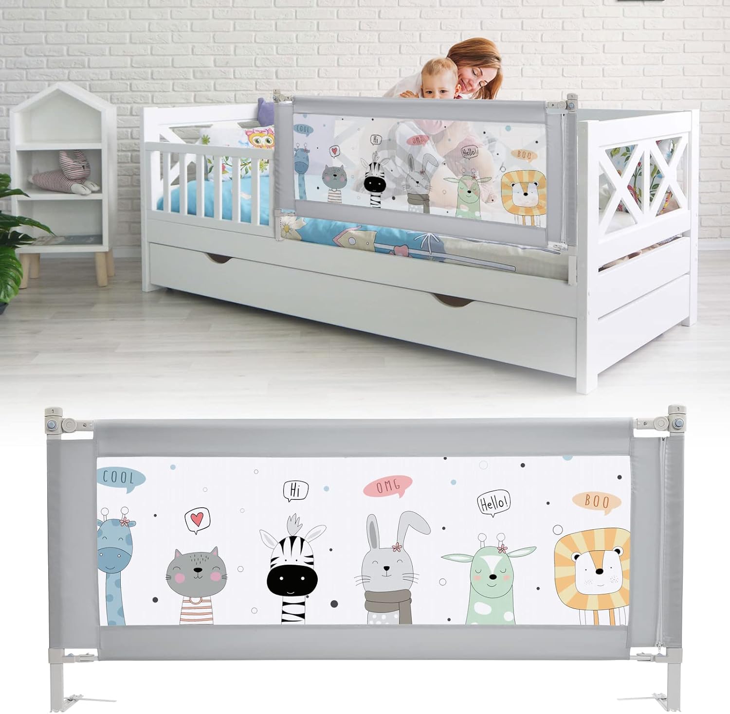 FITNATE Toddler Bed Rails, Guardian 39"51" Extendable Bed