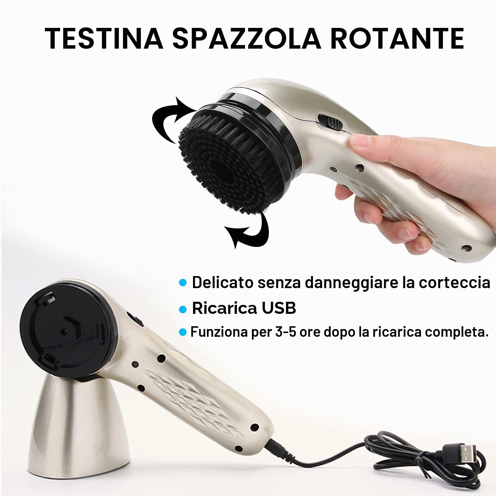 Lucidascarpe Elettrico, Kit Portatile per la Cura della Pelle, Kit Lustrascarpe Elettrico, Kit Lustrascarpe in Pelle per la Pulizia e Lucidatura delle Scarpe(Champagne)