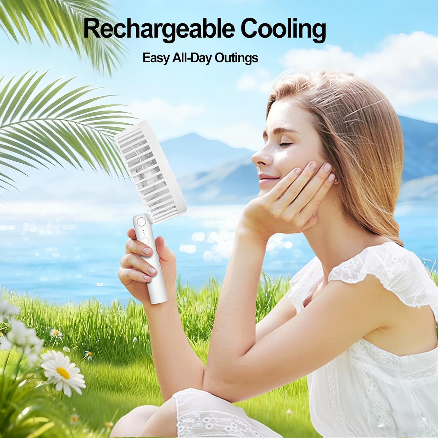 180° Foldable Small Desk Fan & Handheld Fan, 6.5 in Wireless,3 Speeds Battery Powered Portable Fan USB Rechargeable, Office Bedroom Dorm Camping Travel Cruise Essentials, Gifts for Women Men