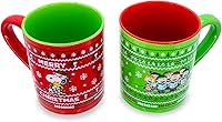 Vista 2 de Peanuts Charlie Brown y Snoopy Suéteres Navideños Tazas de Cerámica, Juego de 2 Tazas de Café de 14 Onzas