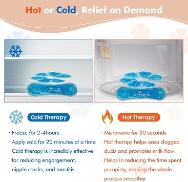Vecozey 2 Perineal Ice Packs for Postpartum and 2 Reusable Breast Ice Packs for Pain Relief 1 Set
