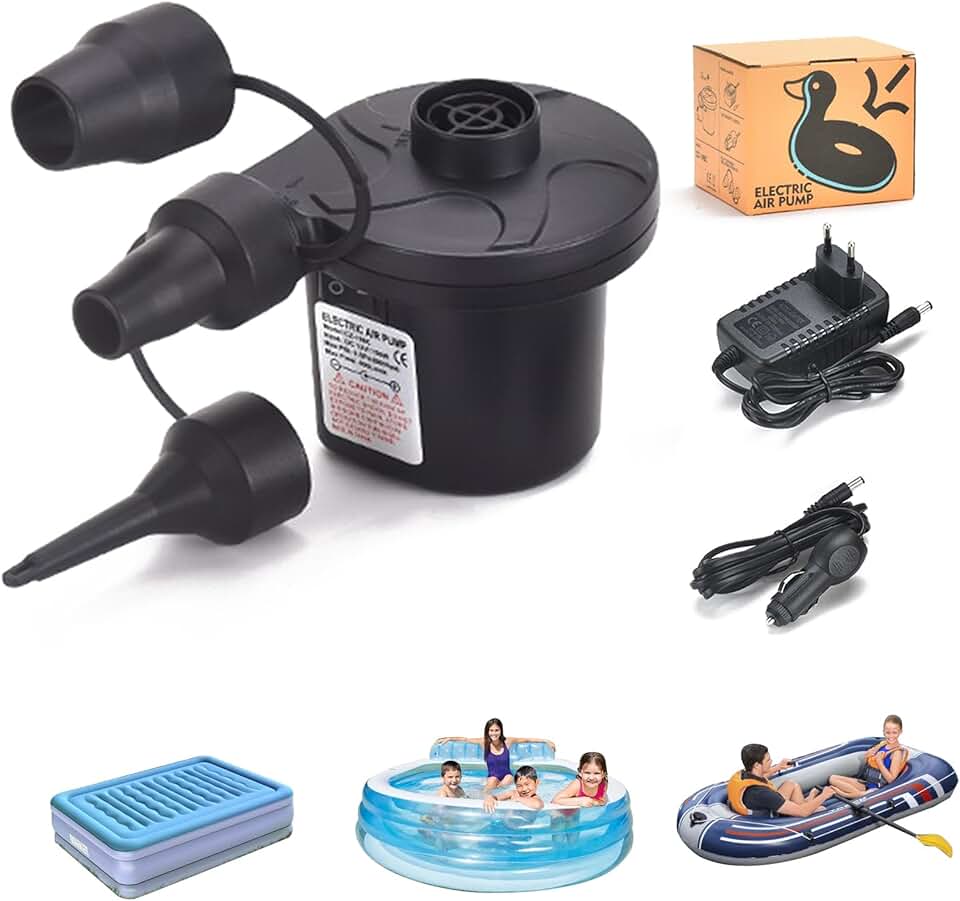 Bomba elétrica portátil para infláveis, deflator de inflador Bomba de ar rápida para flutuadores de piscina, camas de colchão de ar, barcos,4,5 kPa,110-220AC/12V DC