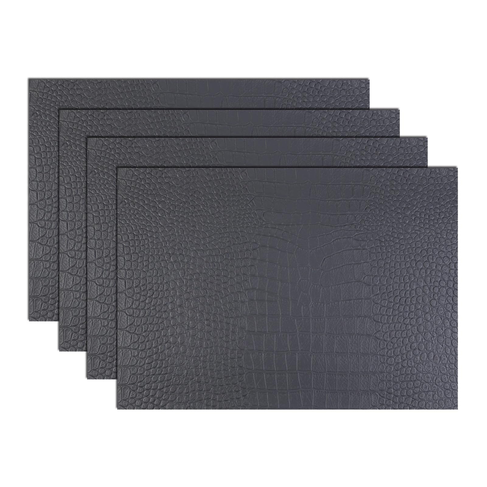 Timobifu Grey Faux Leather Crocodile Pattern Placemats, Rectangle Pu Place Mats Set Of 4/6, Waterproof, Oil-Proof, Heat Insulating Table Mats(Gray,Set Of 4)