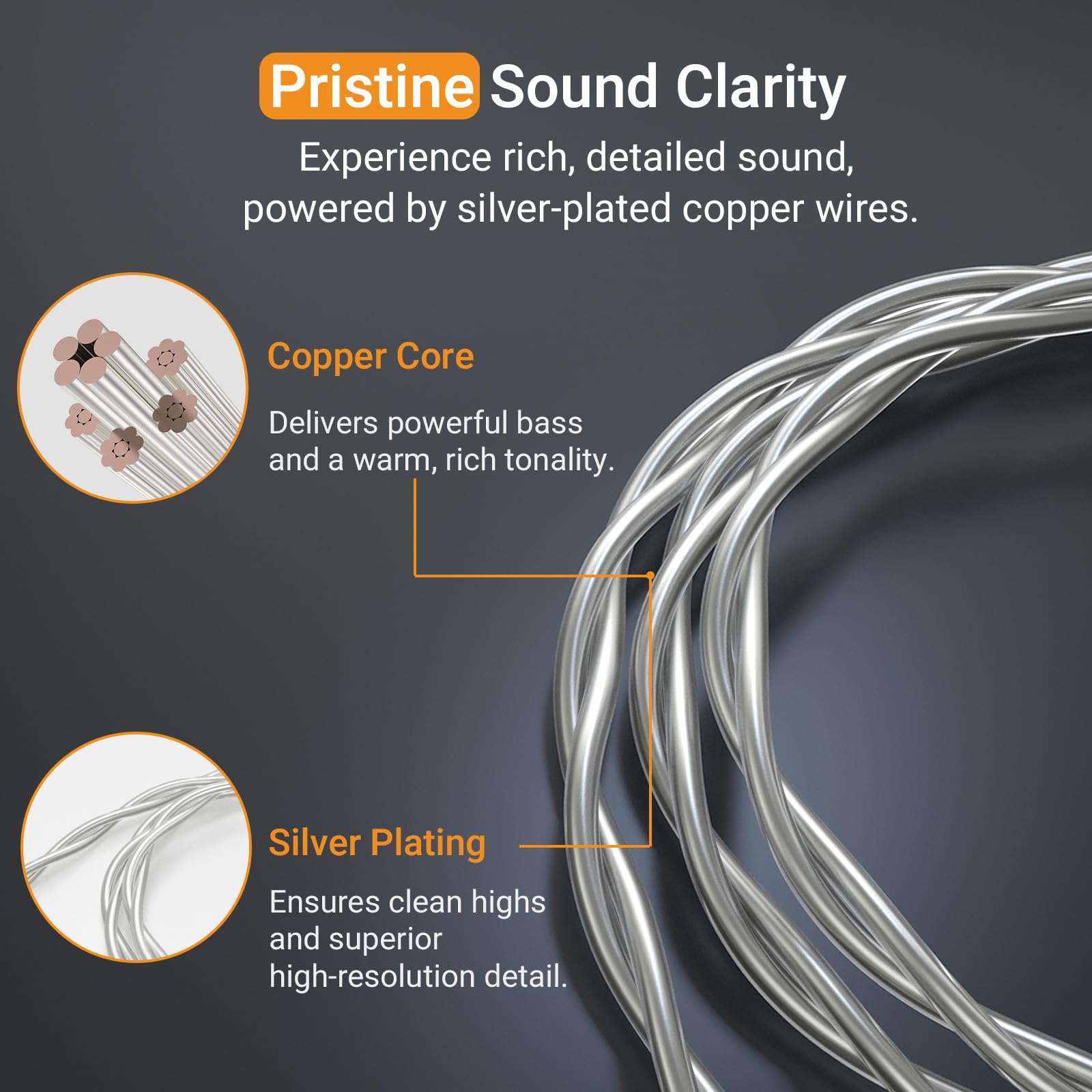 Cubilux Kabel AUX 3,5 mm z mikrofonem Boom, przycisk wyciszenia, regulator głośności, posrebrzany, do rozmów głosowych, połączeń, konsoli do gier, kompatybilny z WH1000-XM6/5/4, Studio Pro, Solo, 6 ft