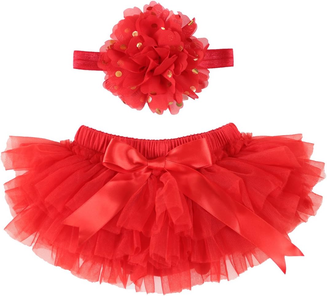2pcs Baby Girl Christmas TUTU Bloomer Outfit Newborn Photo Prop