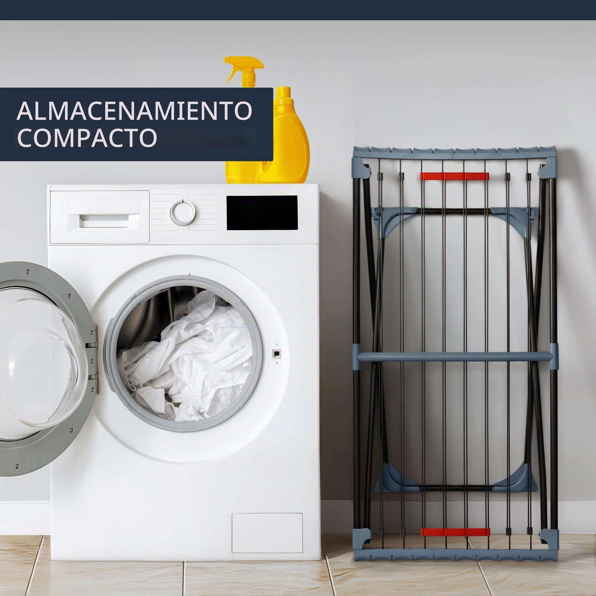 Tendedero con alas – Tendedero Inspirador con Superficie de Secado de 18 m, diseño XXL en Azul, para amas de casa, hogar, tendedero Exterior, Ahorra Espacio (Negro Phoenix)