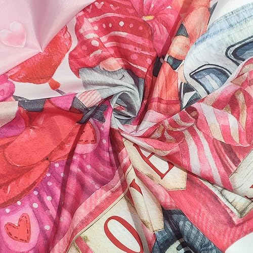 Miniatura 5 de Valentine's Day Shower Curtain, Valentine Gnome Couple Pink Truck Shower Curtain for Bathroom, Romantic Heart Balloons Fabric Bath Curtain with 12