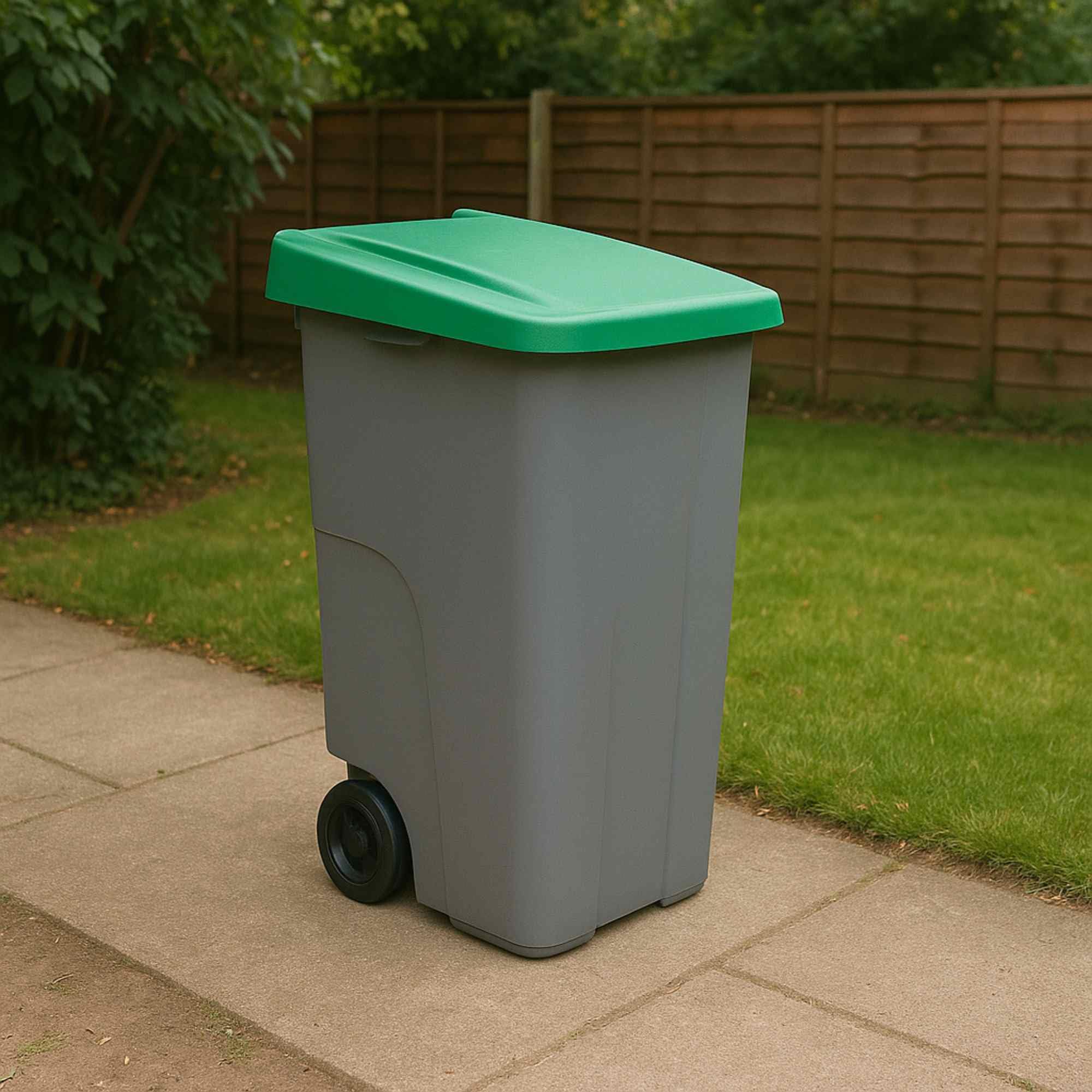Well Home Contenedor Reciclo 85 litros Cerrado, Verde, 76x57x42 cm
