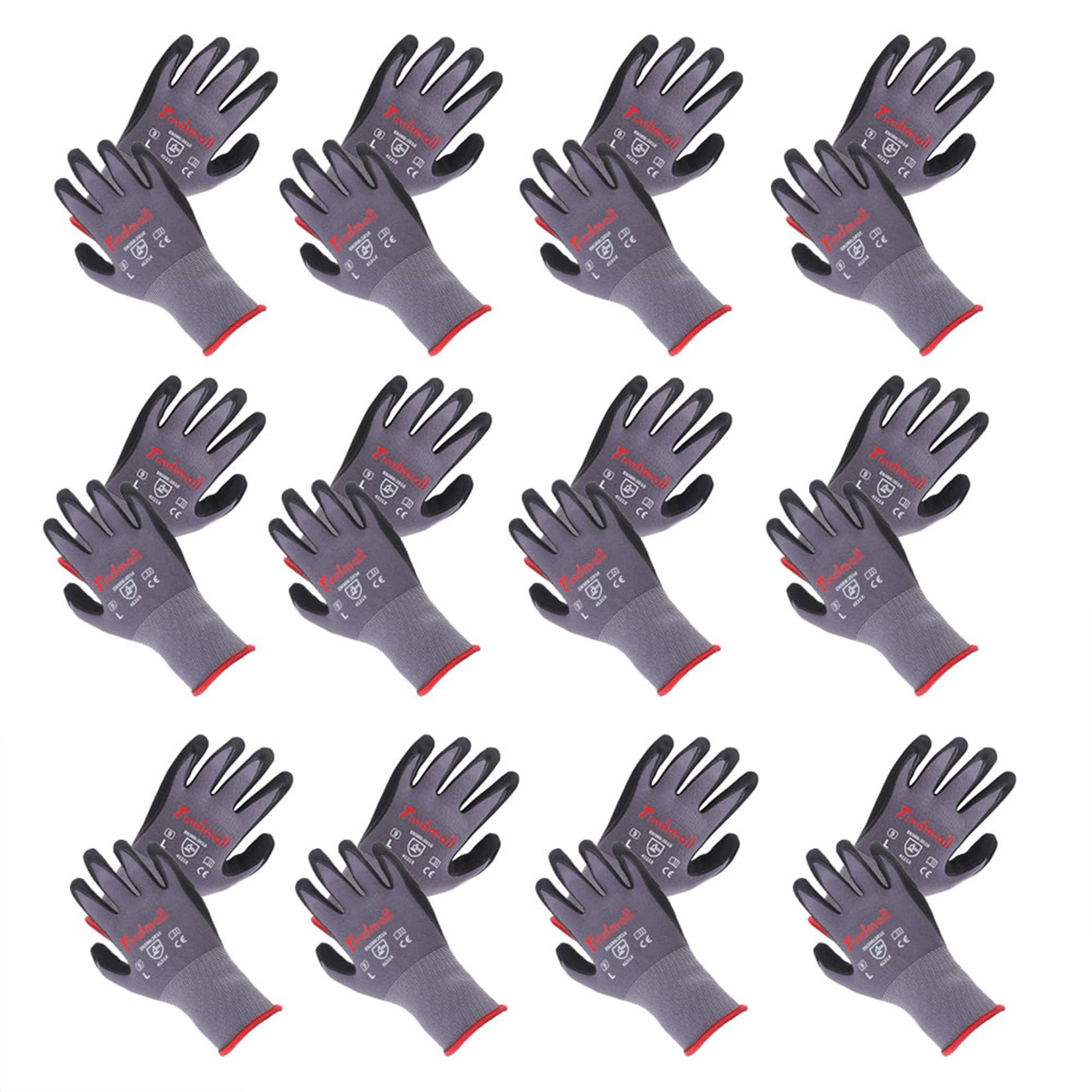 SOHNVWTGD 12 Pairs Large Work Gloves Seamless Knit Glove Gardening Gloves Women Men Fit for Warehousing and Logistics, Construction Sites, Horticultural Planting