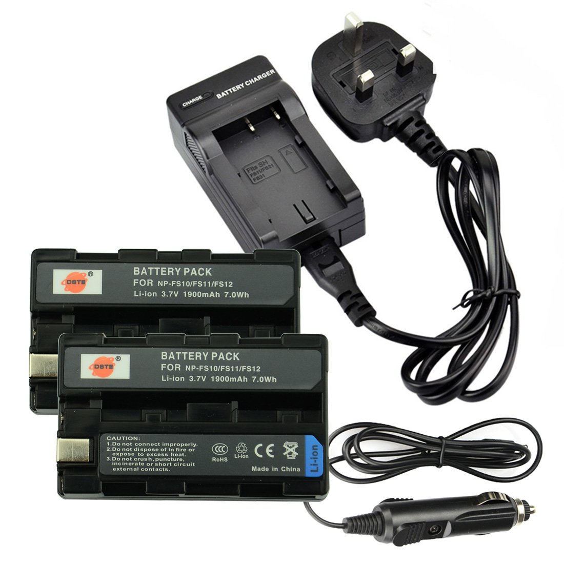 DSTE 2pcs NP-FS10 Rechargeable Li-ion Battery + Charger DC05U for Sony NP-F10, NP-FS10, NP-FS11, NP-FS12 and Sony Cyber-shot DSC-F505, DSC-F55, DSC-F55, DSC-P1, DSC-P20, DSC-P30, DSC-P50, CCD-CR1, CCD-CR5, DCR-PC1, DCR-PC2, DCR-PC3, DCR-PC4, DCR-PC5, DCR-TRV1VE Digital Camera etc