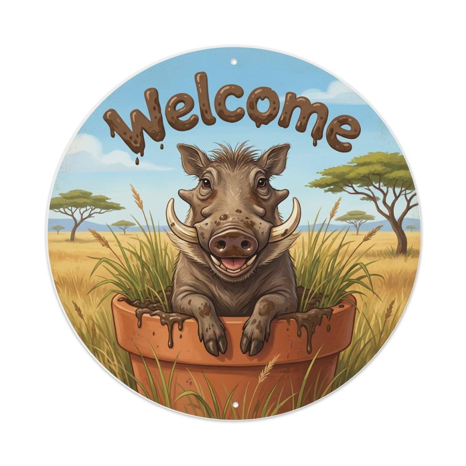 Metal Tin Sign Welcome Warthog Mud Bath