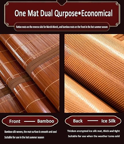 Miniatura 6 de Breathable Carbonized Bamboo Summer Sleeping Mat - Cooling Mattress Topper Pad  Smooth Mahjong Bamboo Mat  Perfect for Double Bed, Students &amp; Home