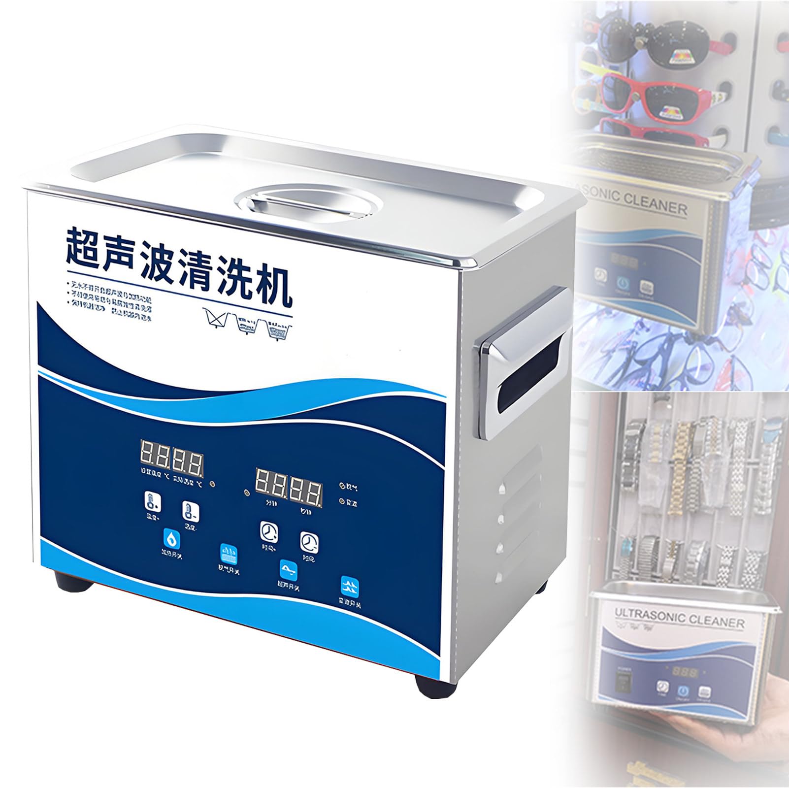 Limpiador Ultrasonidos de Laboratorio Digital con Calefacción Temporizador Maquina de Limpieza Ultrasonidos Acero Inoxidable para Prótesis Dentales Joyas Gafas Relojes 303-3.2L