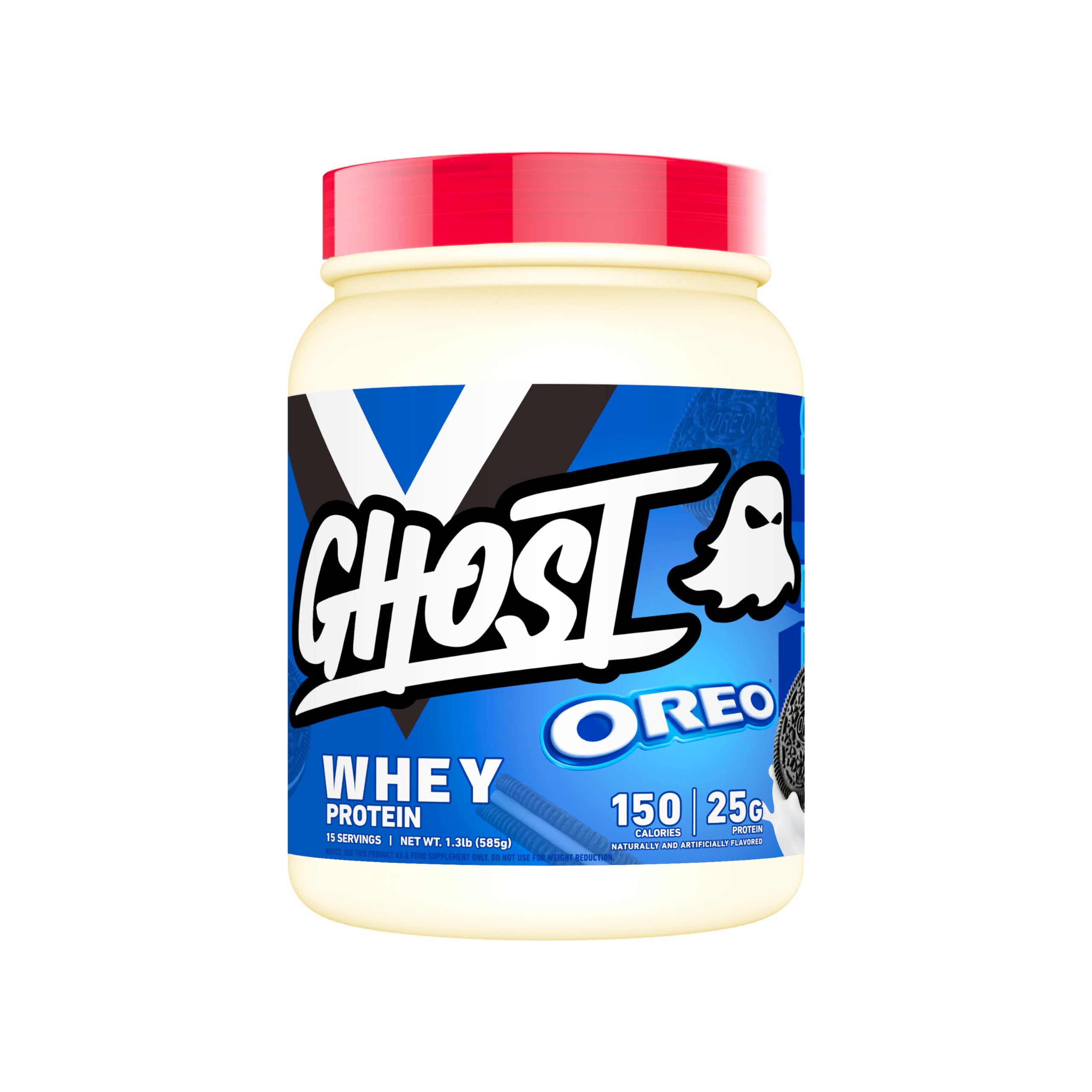 GHOST Whey Protein Powder, Oreo - 1LB Tub, 25G of Protein - Flavored Isolate, Concentrate & Hydrolyzed Whey Protein Blend - Post Workout Shakes