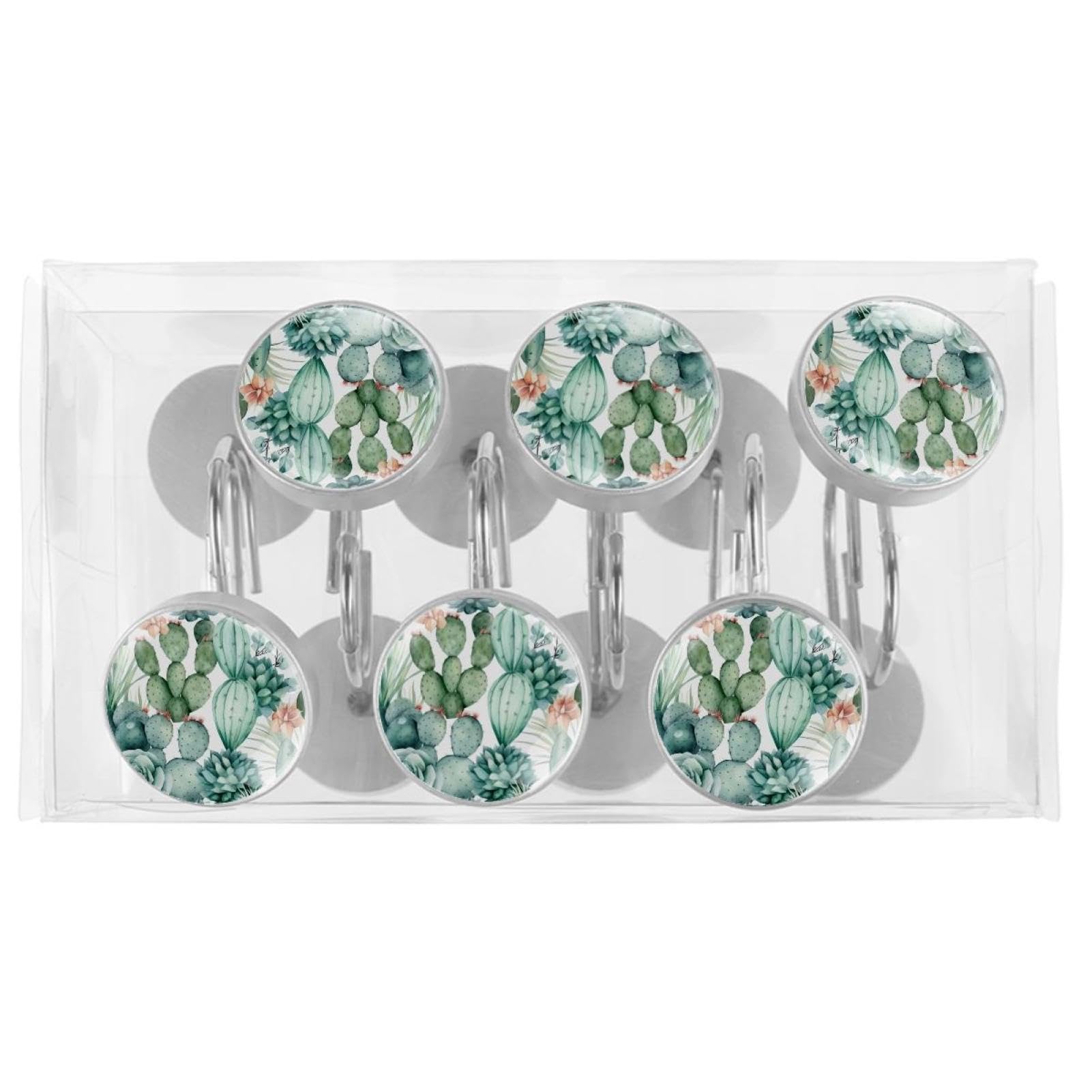Anna Cowper 12-Pack White Daisy Shower Curtain Hooks - Stainless Steel Rust-Proof Decorative Rings