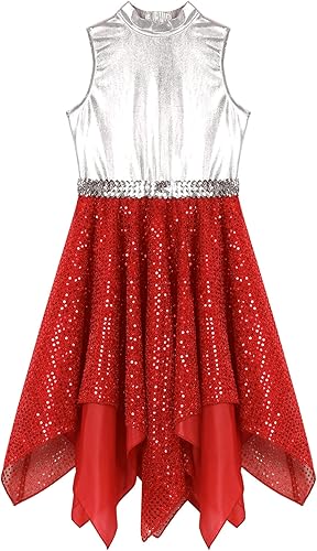 Miniatura 3 de JEATHA Vestido sin mangas asimétrico de bloque de color para niños y niñas disfraz de baile moderno y contemporáneo