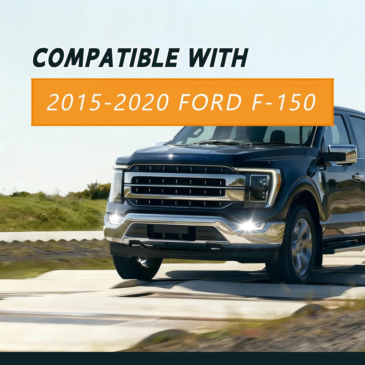 Premium LED Fog Light Assembly, Clear Waterproof Front Mount Lights Kit Compatible with 2015-2020 Ford F150 Fog Lamps Set DOT Approved