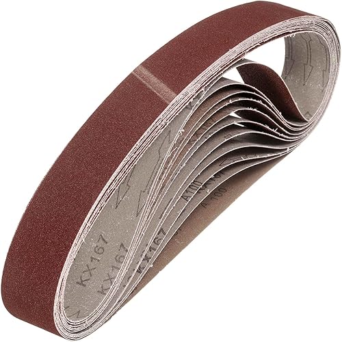 Miniatura 57 de HARFINGTON 3 correas de lijado de 18 pulgadas, 12 unidades de 60 granos de óxido de aluminio abrasivo de lijadora para carpintería, pulido de metal,