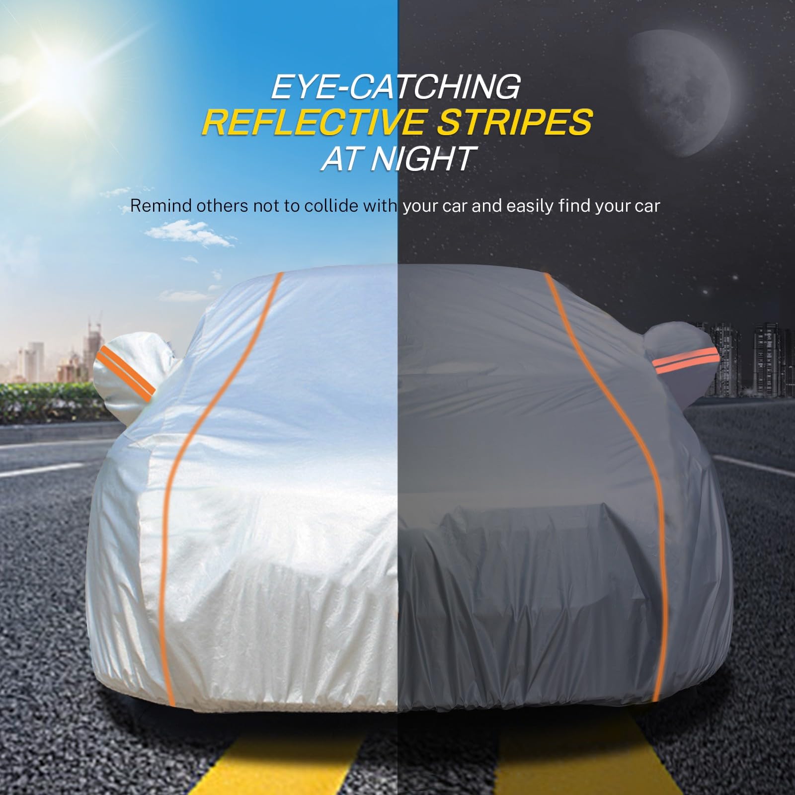 Telo Copriauto da Esterno per Tesla Model S, Antipioggia, Antineve, Antivegetativo, Antigraffio, Antietà Copertura Auto Completa, with Reflective Strips