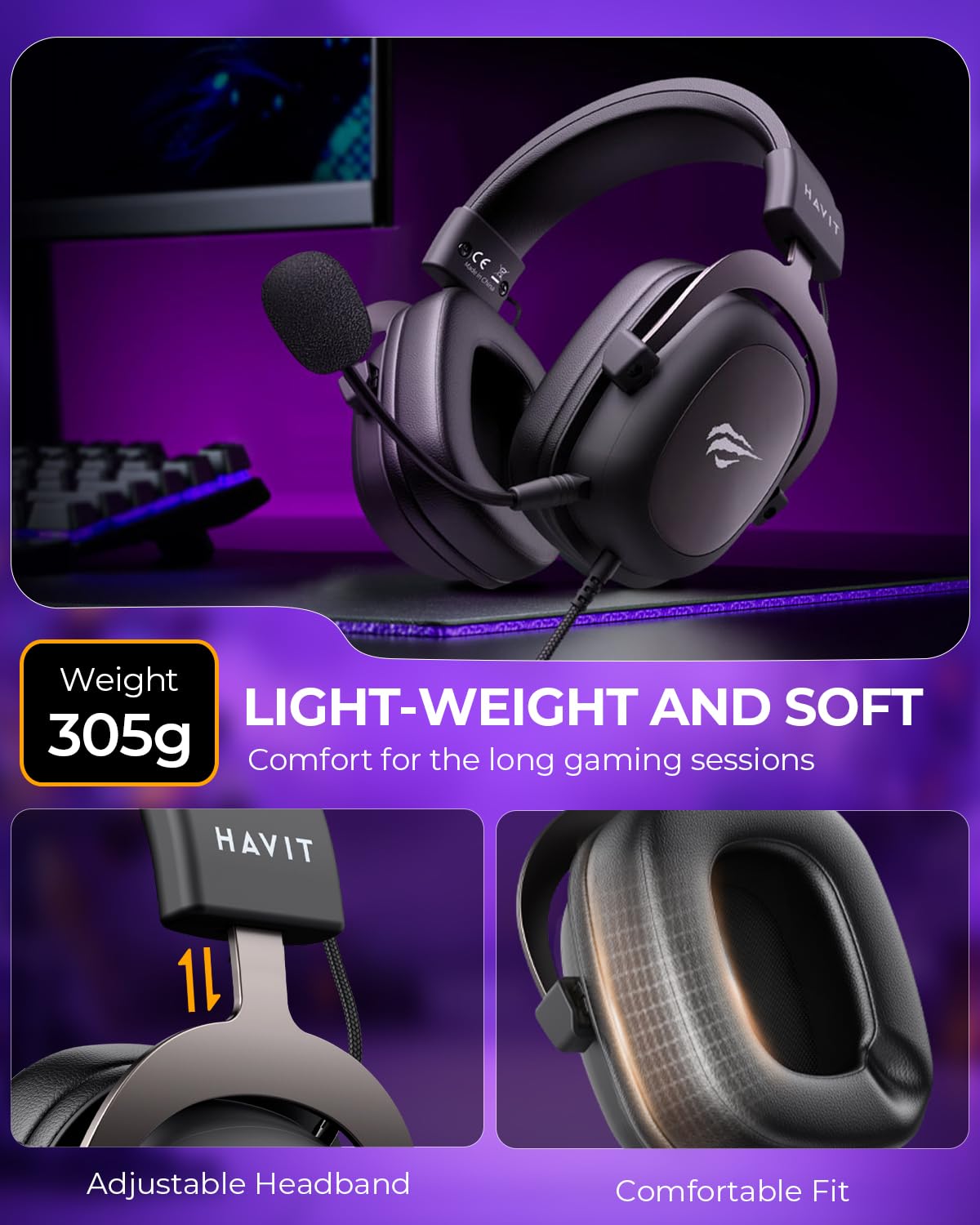 havit Auriculares Gaming Estéreos Metalizados con Entrada Jack Auxiliar 3,5mm para PS4 HV-H2002D Negro