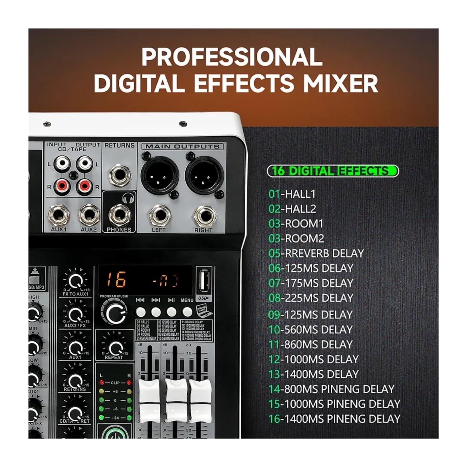 Mixer audio, Mixer audio 2x ingresso stereo mono 4 canali console di missaggio digitale for DJ studio sta performance per karaoke in studio