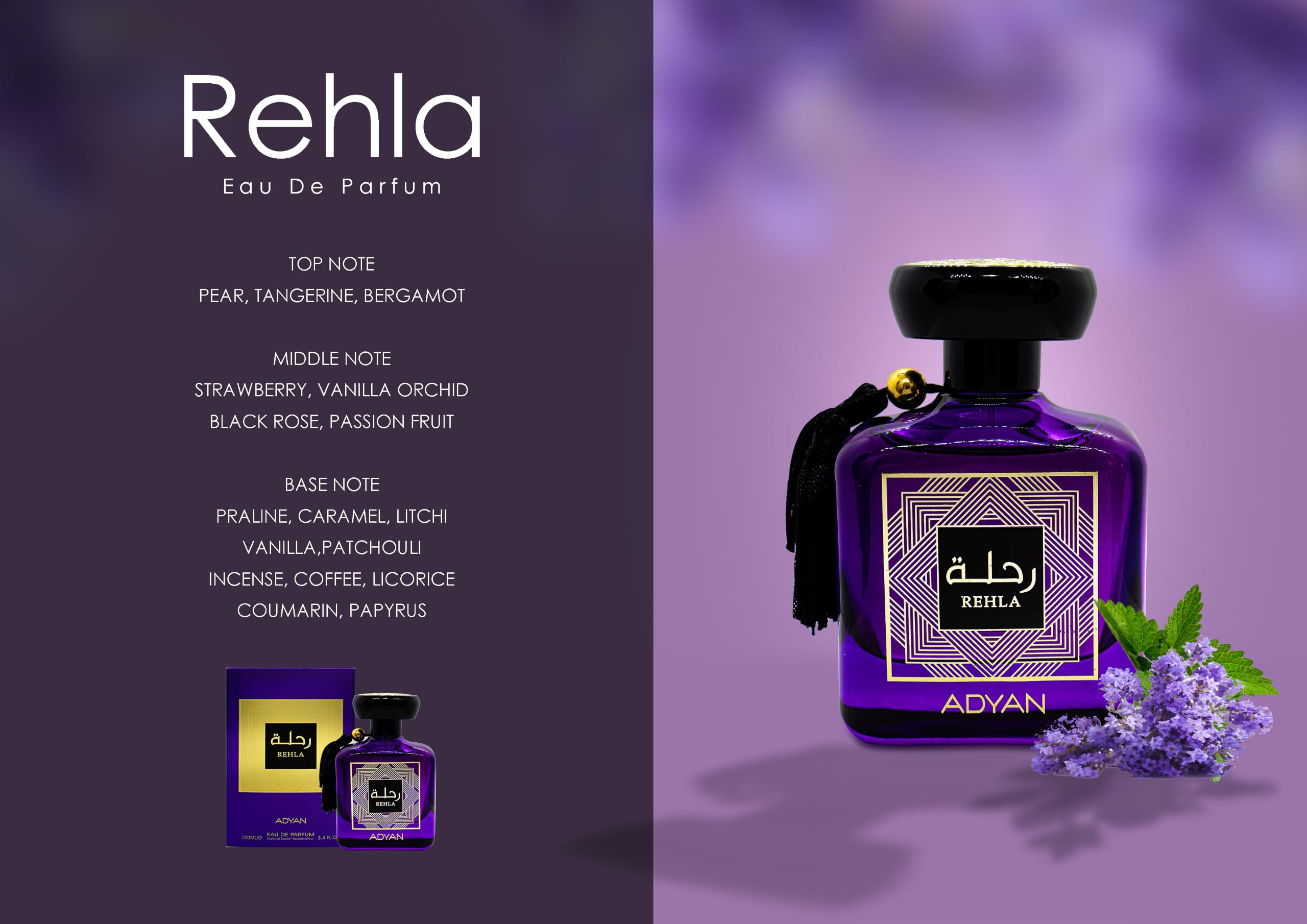 Rehla Eau de Parfum 100ml von Adyan Anfar Since 1950 | für Herren und Damen | orientalischer langanhaltender Attar-Duft in den Vereinigten Arabischen Emiraten hergestellt