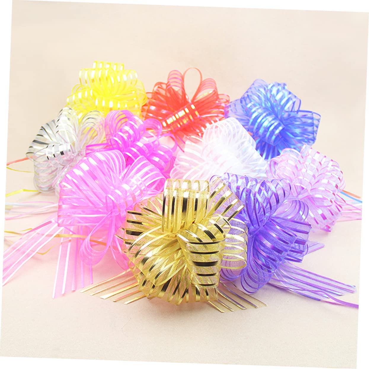 Beavorty 36 Stk Hochzeitsgeschenke Bögen Organza-Zugschleife Bögen als ribbon ripsband Weihnachtsbaumschleifen ziehen Sie Bögen für Hochzeitsschleifen Dekoration Rosa