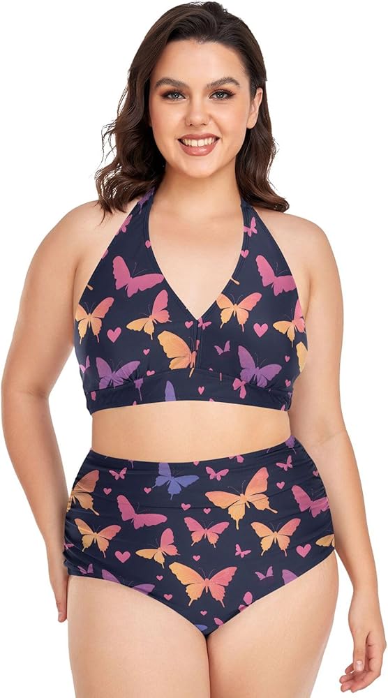 Amazon.com: Women's Bikini Sets Butterfly Plus Size Bikini Sets for Women 2  Piece Sexy Swimsuits High Waist Tankini Bathing Suits Swimwear, L :  Clothing, Shoes & Jewelry