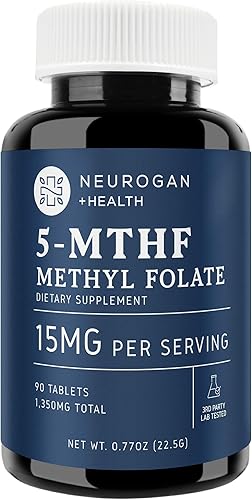 L-5-MTHF Suplemento de metilfolato, 15 mg - Ácido fólico activo para una mayor absorción - Vegano, sin gluten y sin OMG - Apoya la salud cognitiva,