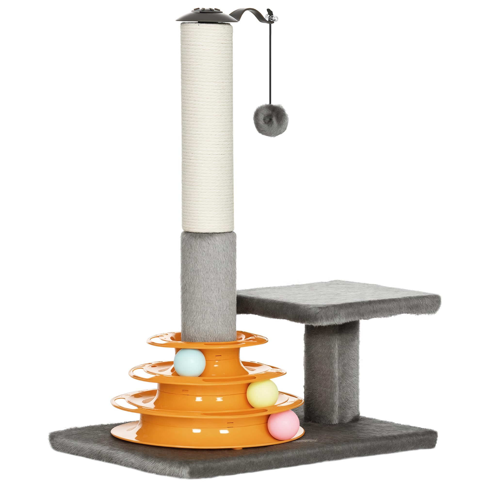Blue Pirate Grey Pawhut 56Cm Cat Tree For Indoor Cats, Scratching Post W/ Cat Toys
