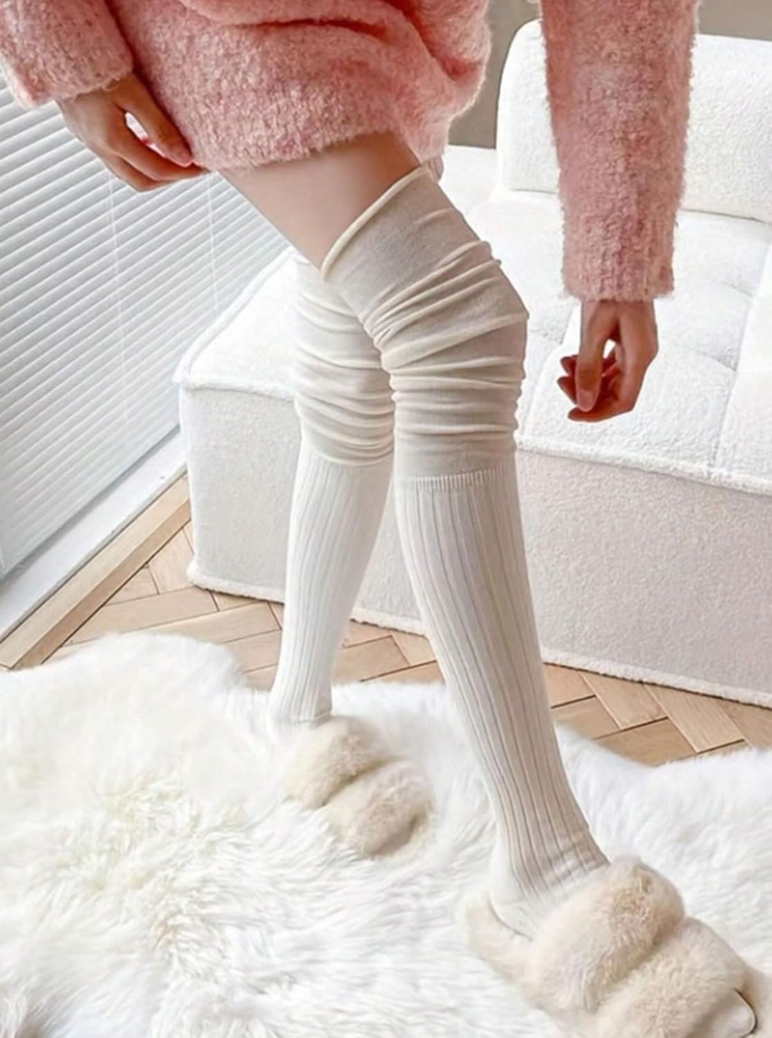Women's Over Knee High Socks, Slouch Top Thigh High Boot Socks, Winter Knit Boot Sock