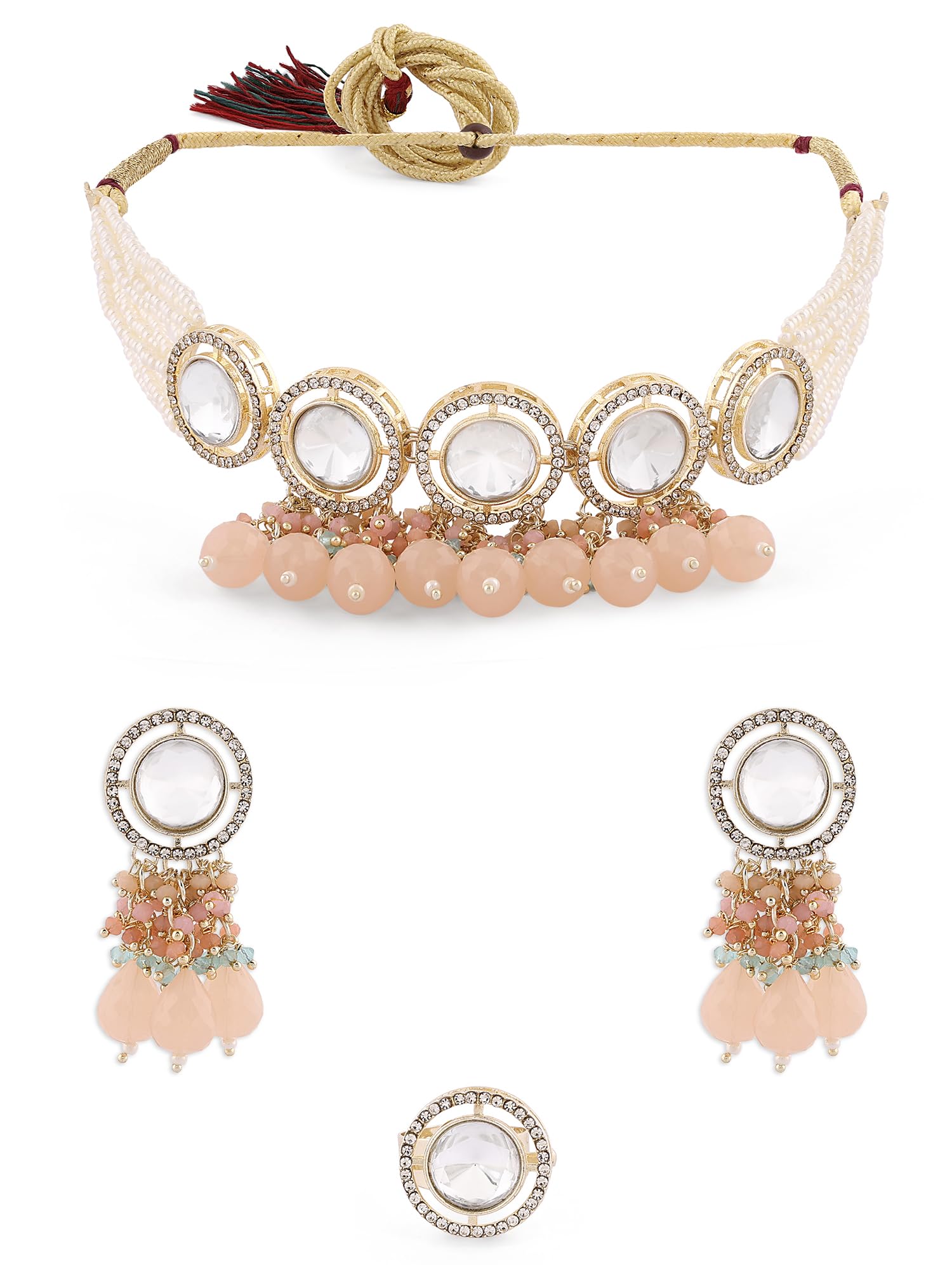 See full amazon price history chart for ZAVERI PEARLS Peach Multistrand Beaded Austrian Diamonds Artificial Stones Choker Necklace Earring & Ring Set For Women-ZPFK18836 ZAVERI PEARLS Peach Multistrand Beaded Austrian Diamonds Artificial Stones Choker Necklace Earring & Ring Set For Women-ZPFK18836 (B0DCSQ4W1G) Amazon Price History, Amazon Price Tracker
