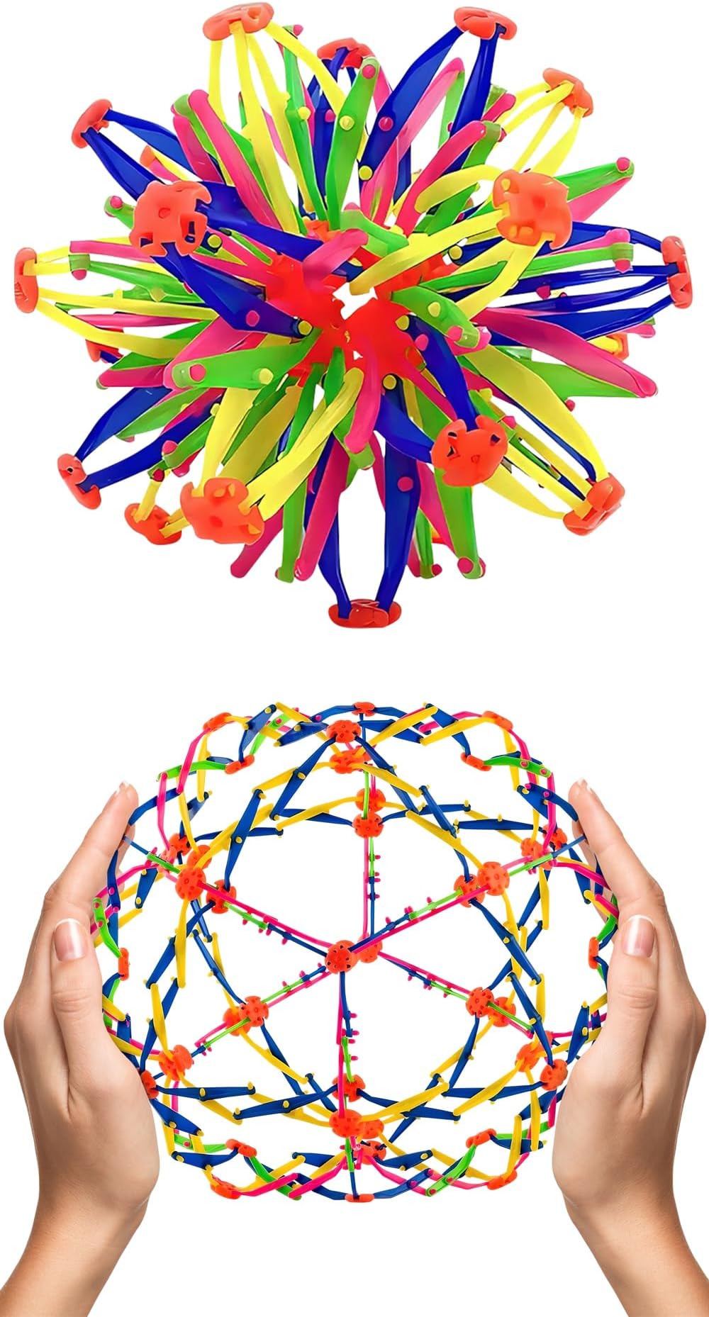 Expandable Breathing Ball for Stress Relief - From 5.5 to 10.2 inch Expandable Ball Sphere with Smooth Edges and Colorful Design - Weatherproof and Odor-Free Breathing Toy for Breathwork Exercises