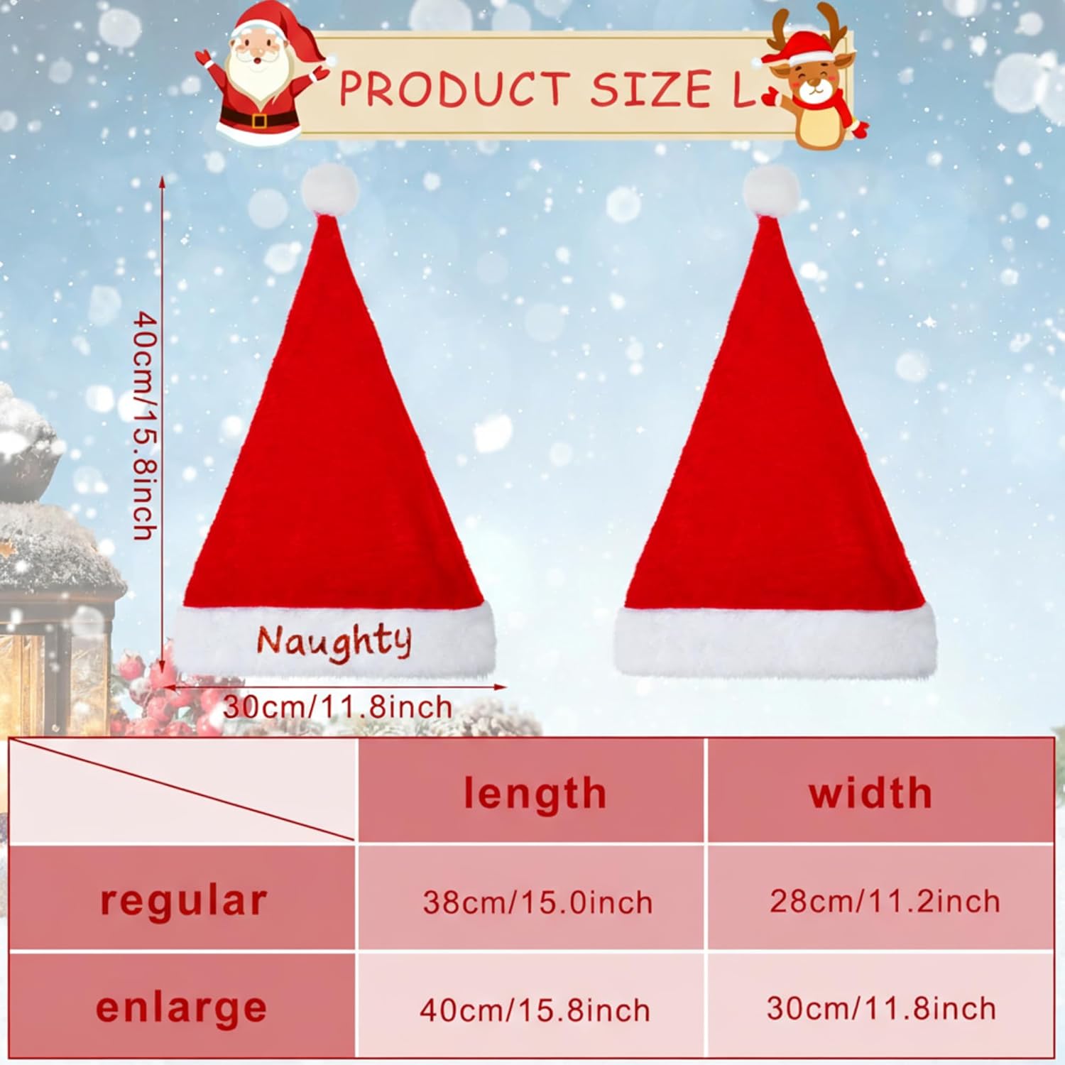 Seematn 12 Pcs Christmas Santa Hat Pack Unisex Classic Plush Naughty Claus Hat for Adults Xmas Festive Holiday Party Cosplay