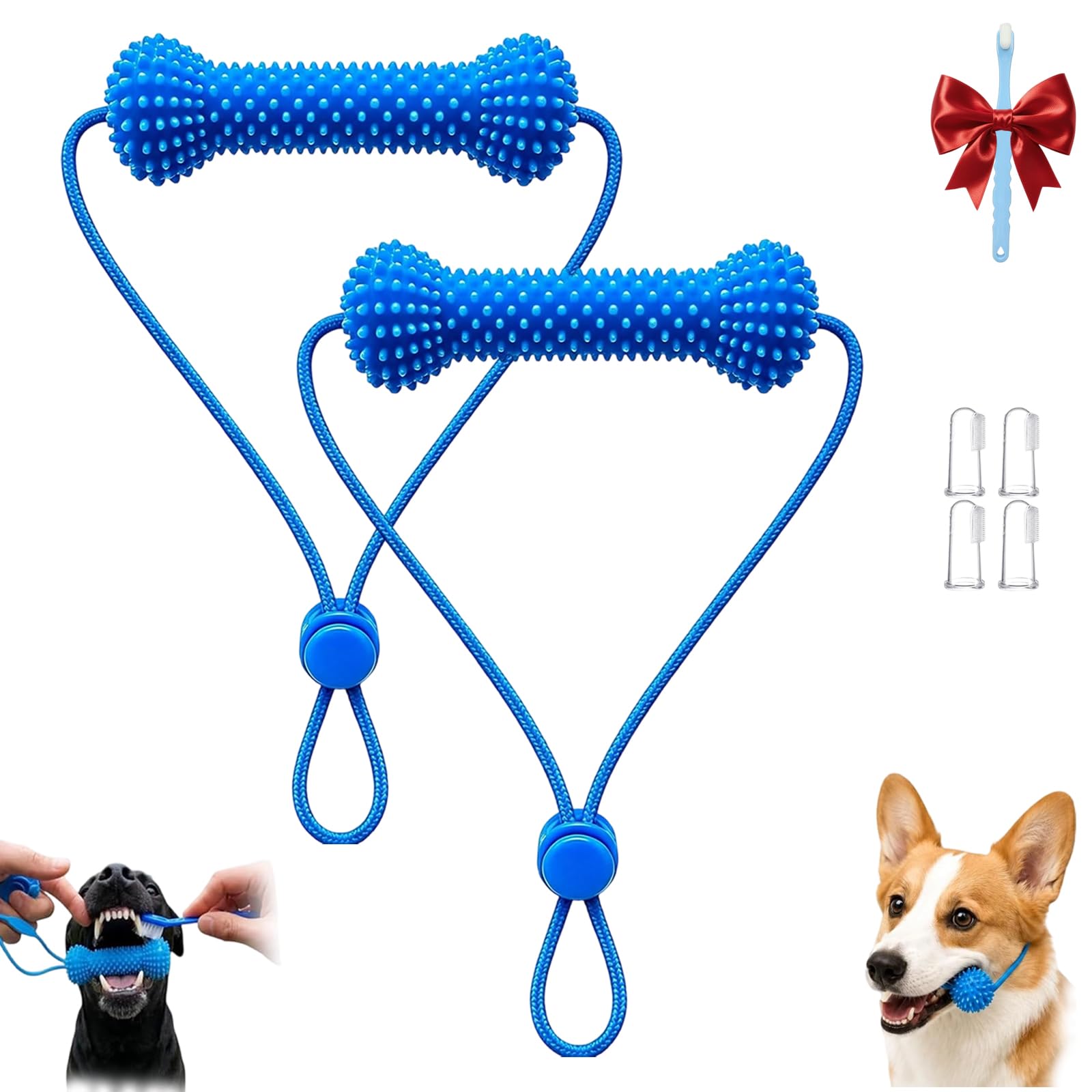 Ruileyou Dual-Action Canine Dental Prop, Dog Mouth Opener for Teeth, Dog Dental Chew Toy for Easier Teeth Brushing, Teeth Cleaning Tools for Small, Medium and Large Dogs (2pcs)