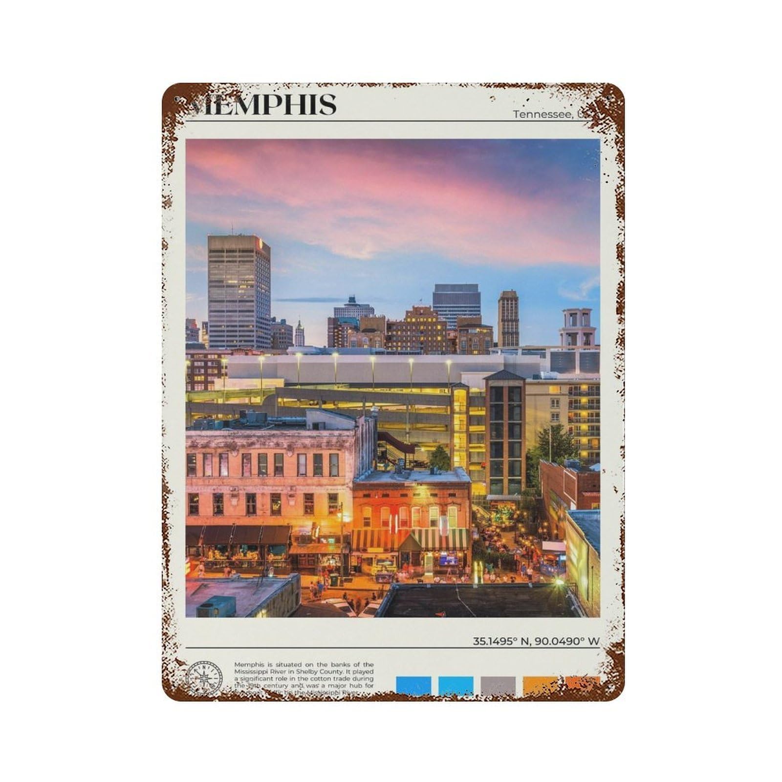 xiaoxiaoshen Real Photo Memphis Decor Tennessee Wall Decor Art Metal Tin Poster Modern Home Decor Art Home Bar Shop Decorations Vintage Sign 40x30cm