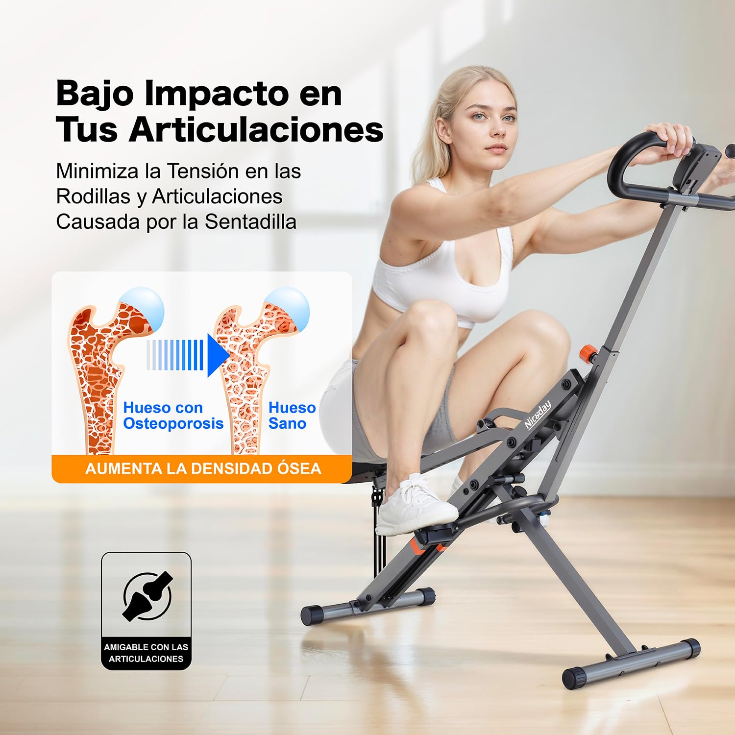 Niceday 4-en-1 Máquina de Sentadillas, Entrenamiento de Abdomen, Glúteos y Piernas, Equipo Fitness para Casa Plegable, Máquina Abdominales para Tonificación Muscular y Quema Rápida de Grasa del Core