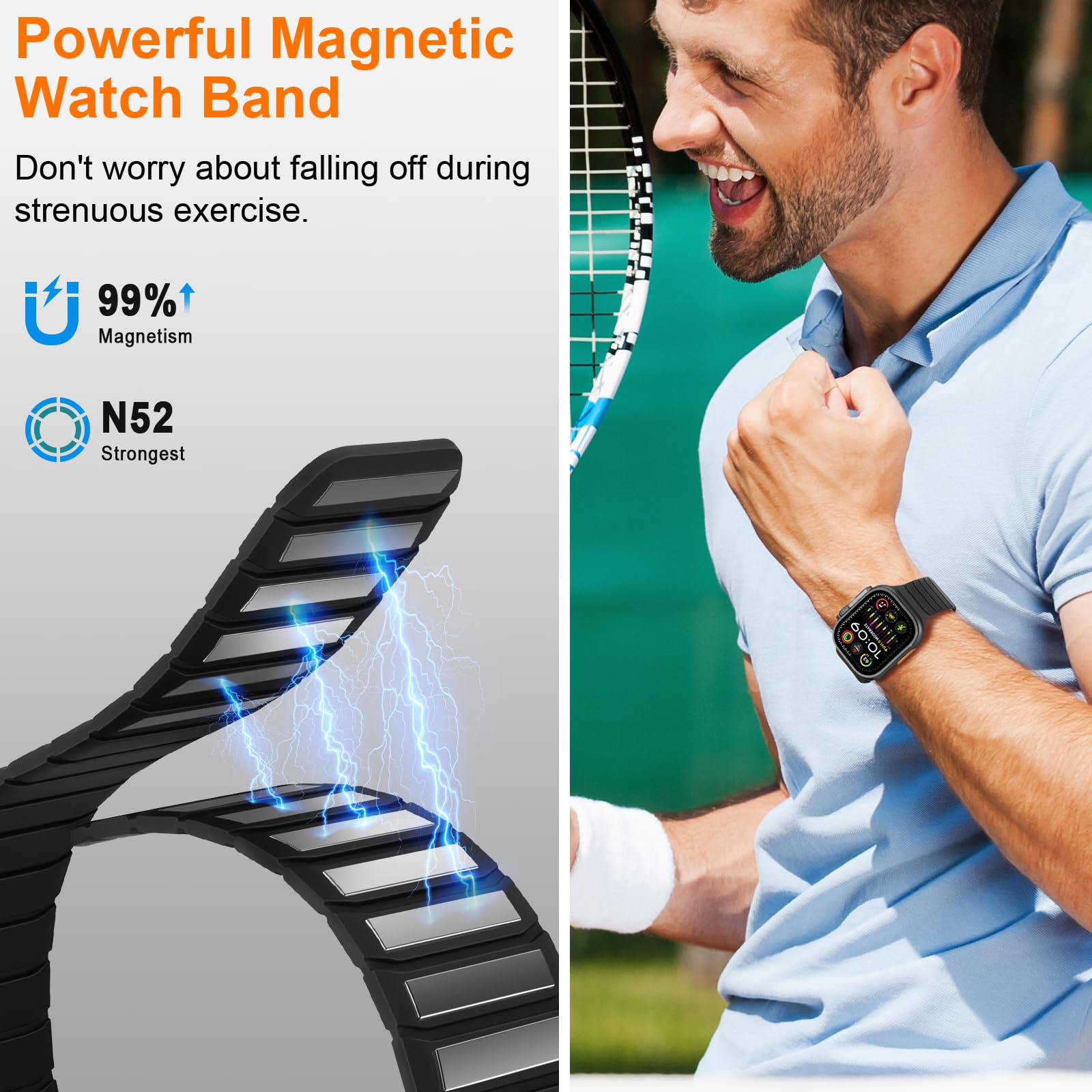 Tasikar Cinturini Magnetici Compatibili con Apple Watch 49mm 46mm 45mm 44mm 42mm Silicone Morbido Sostituzione Loop Cinturino Compatibile con iWatch Ultra SE Series10 9 8 7 6 5 4 3